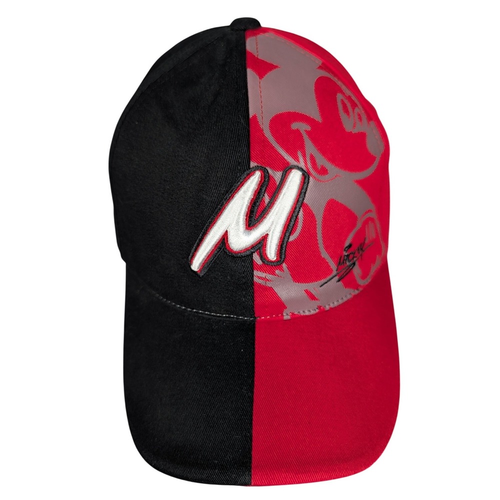 Walt Disney World Mickey Mouse Two Tone Red Black Adjustable Baseball Cap Hat
